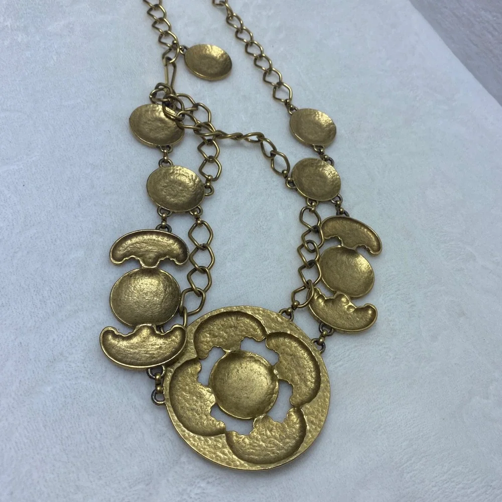 Vintage‎ Gold Tone Metal Coin Medallion Chain Belt Boho Festival Adjustable - Picture 10 of 10